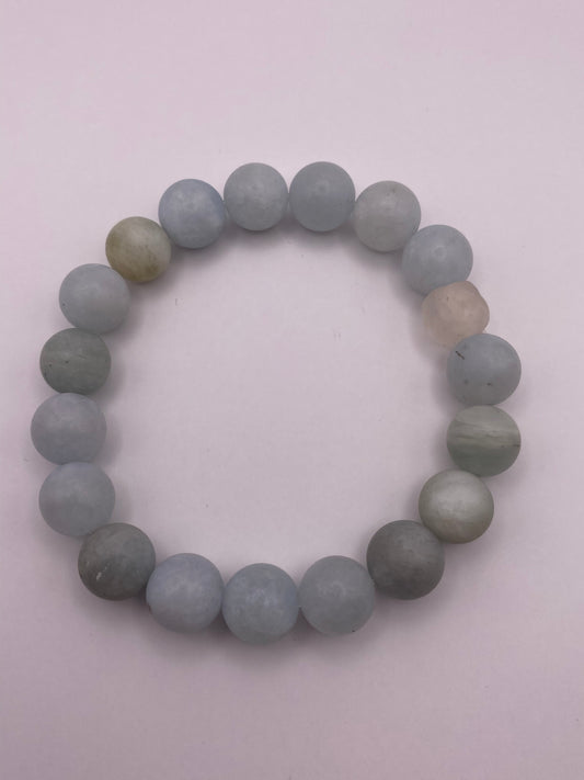 Frosted Aquamarine Beaded Bracelet