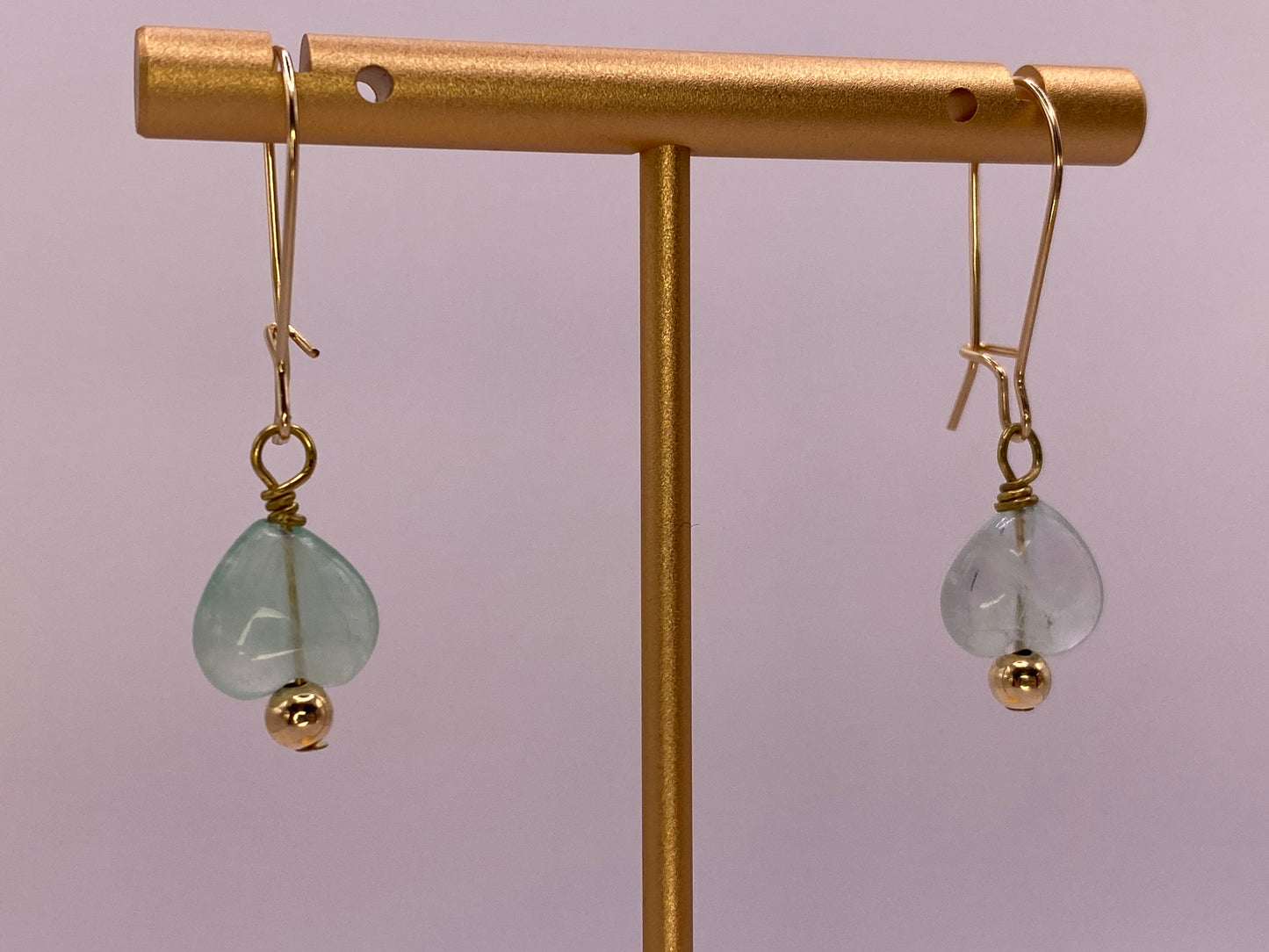 Green Fluorite Heart Earrings