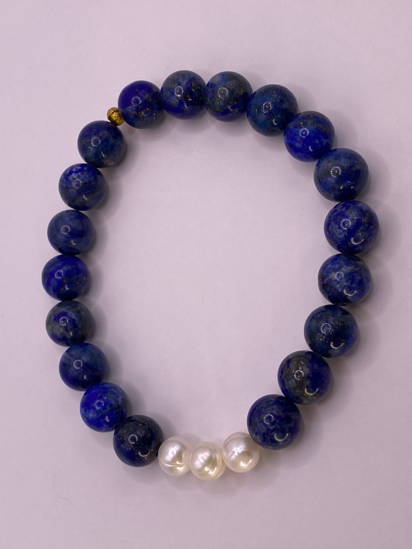 Lapis Lazuli and Three Pearl Bracelet