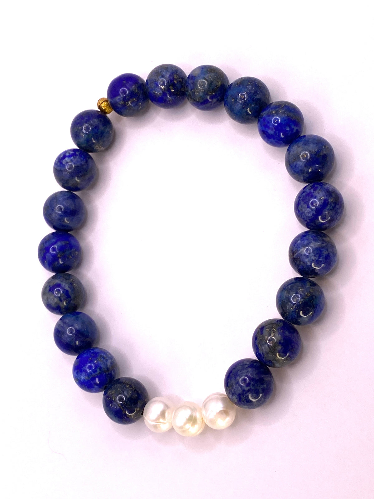 Lapis Lazuli and Three Pearl Bracelet