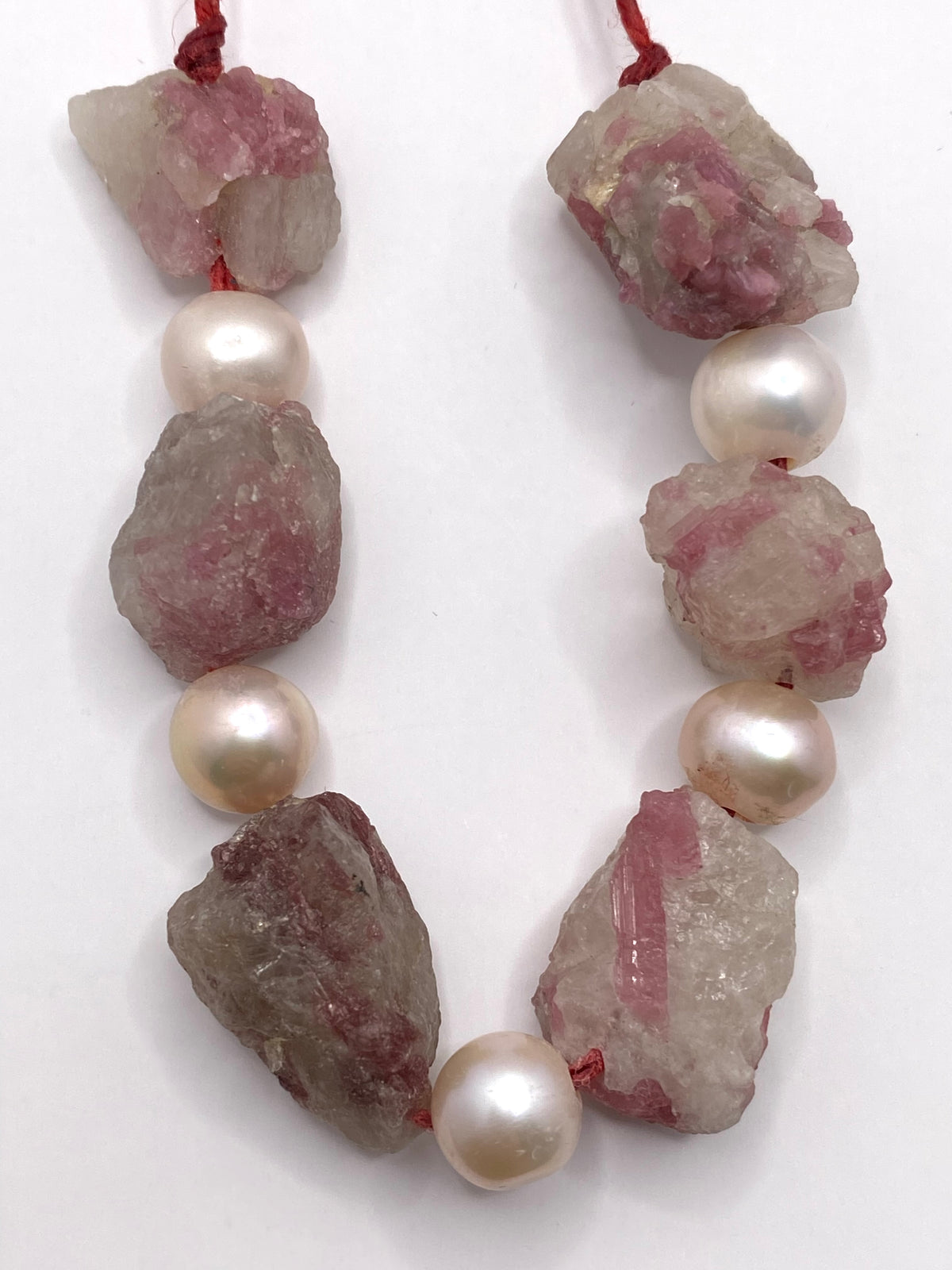Pink Tourmaline and Pearl Necklace