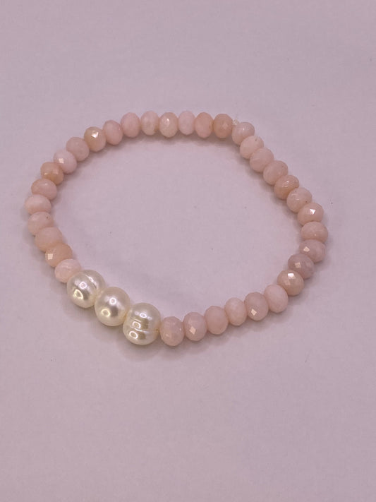 Pink Opal and Pearl Bracelet