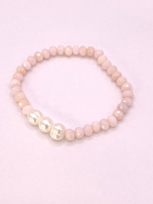 Pink Opal and Pearl Bracelet