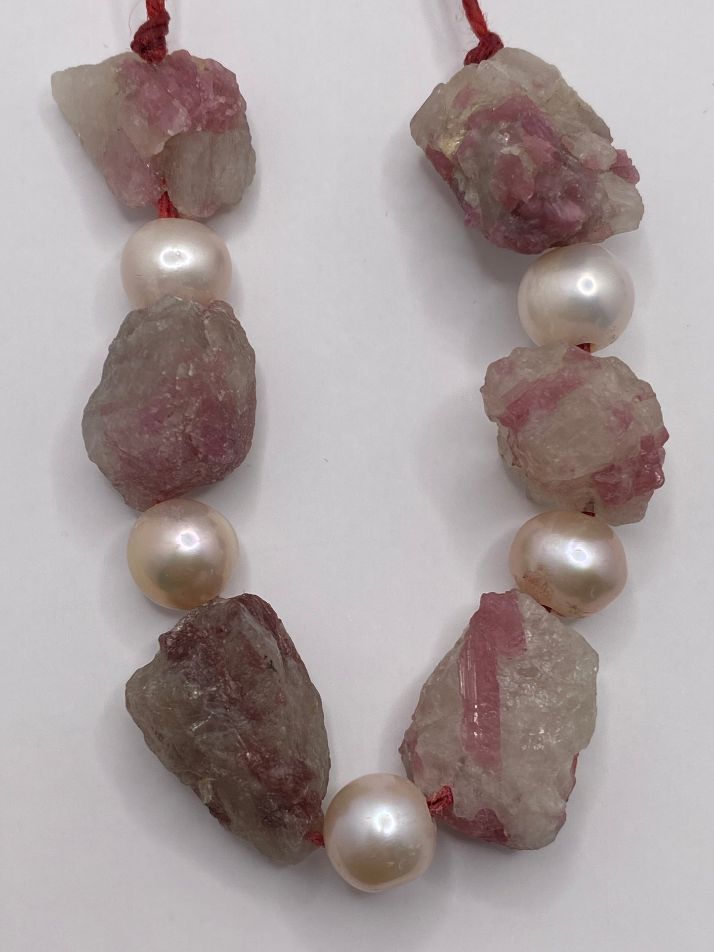Pink Tourmaline and Pearl Necklace