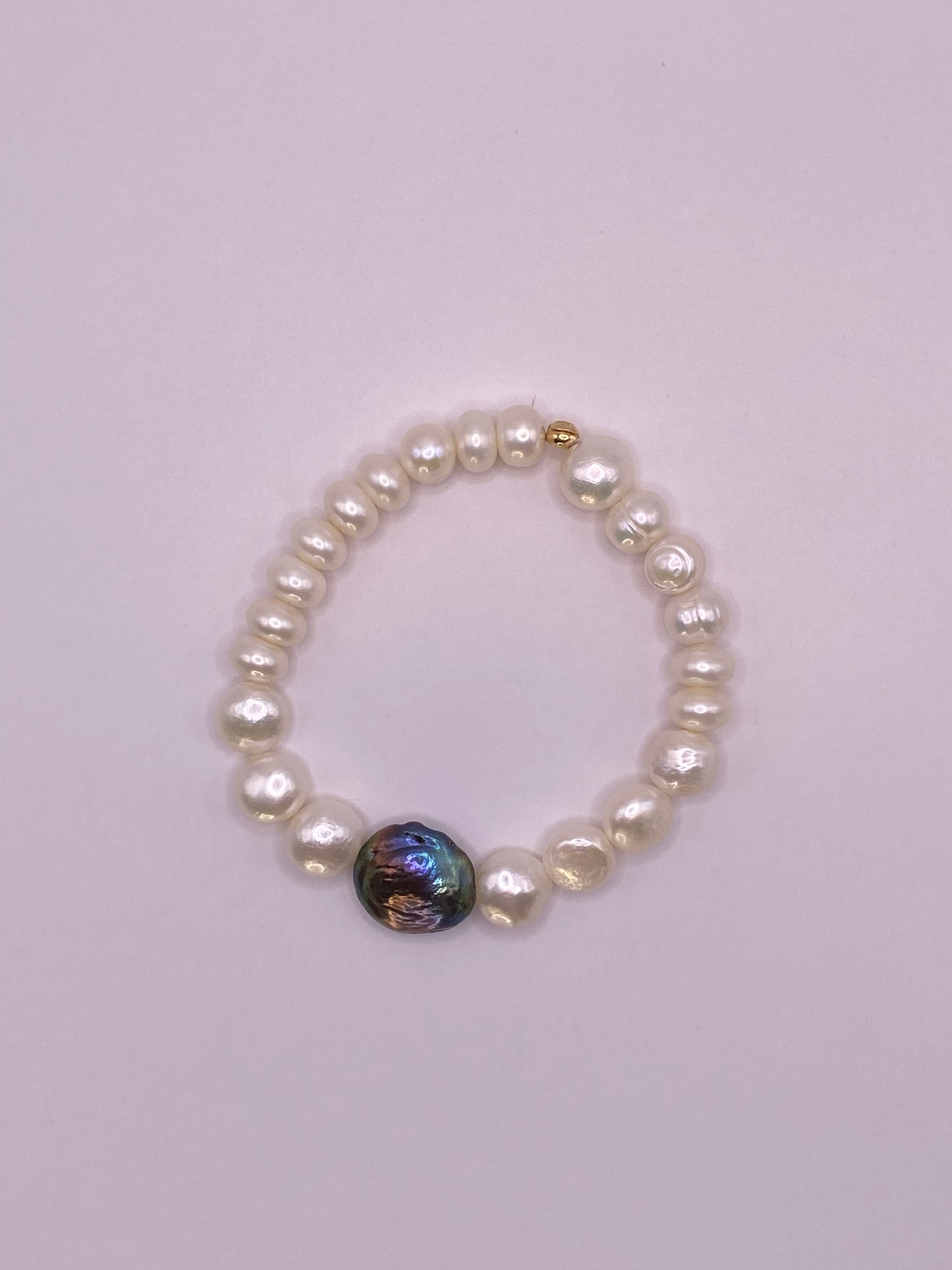 Potato Pearl Bracelet with Abalone Coin