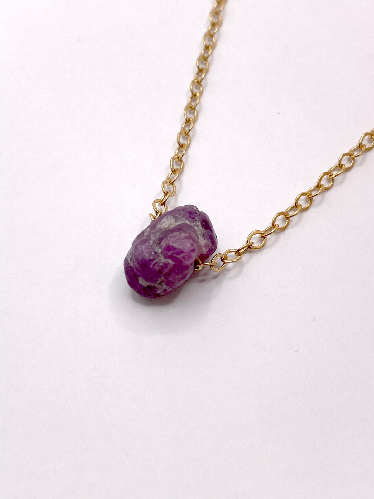 Raw Ruby Pendant Necklace