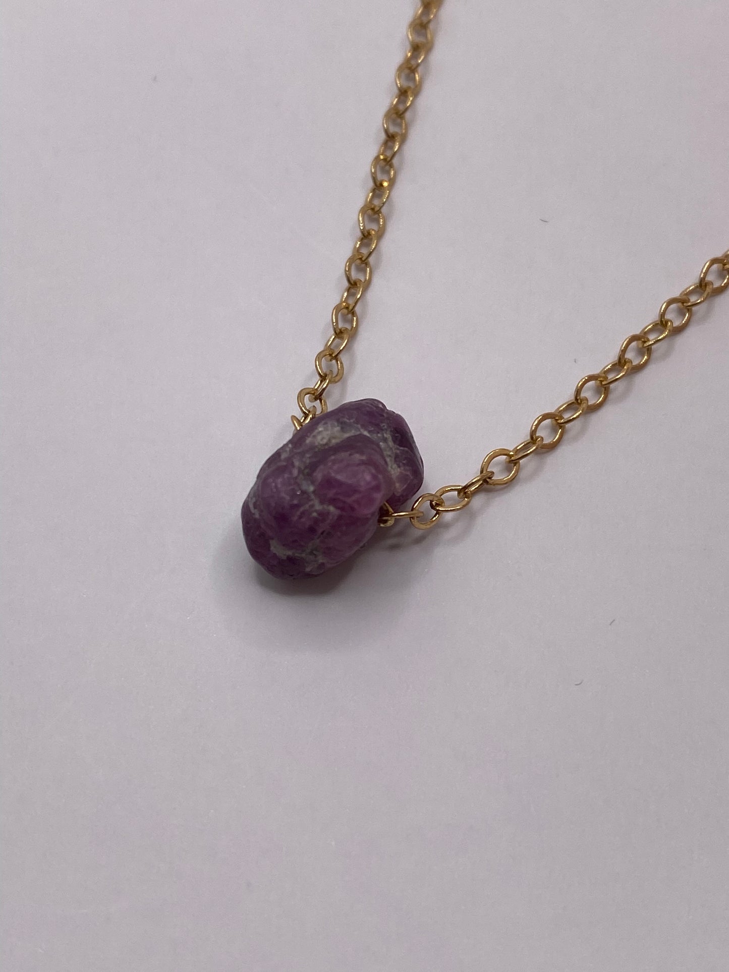 Raw Ruby Pendant Necklace