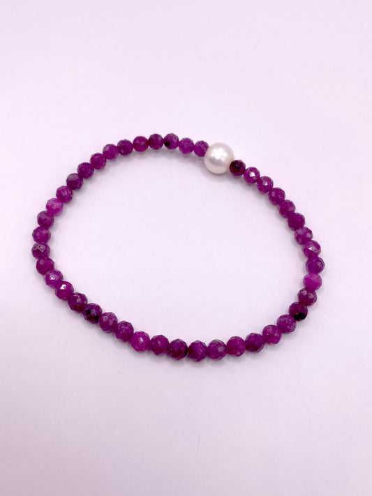 Ruby and Pearl Necklace and Bracelet Set