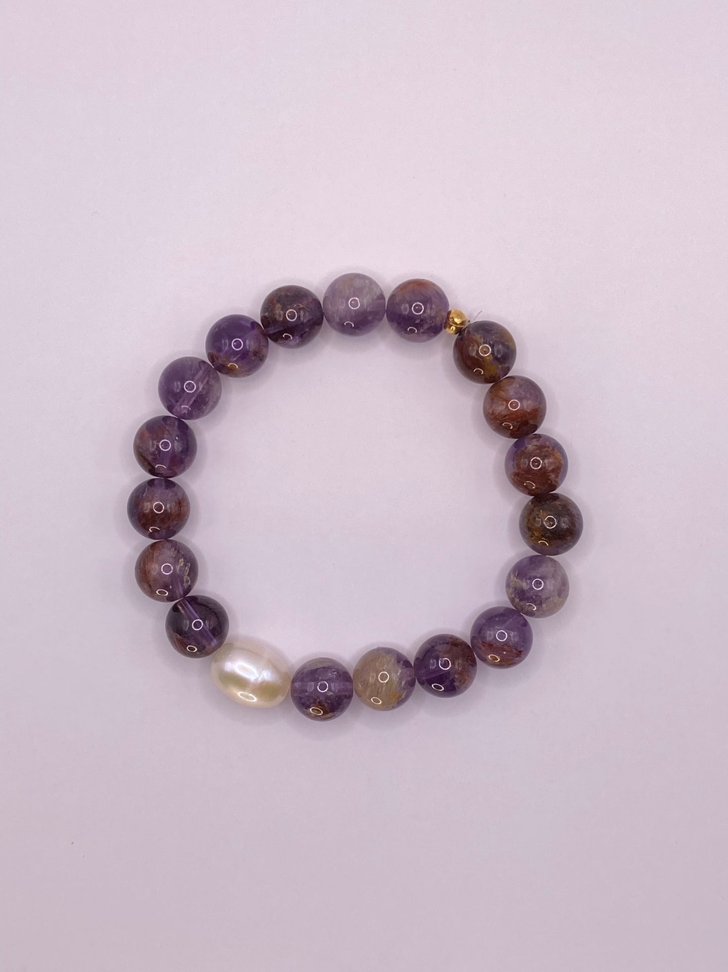 Super Seven and Pearl Beaded Bracelet