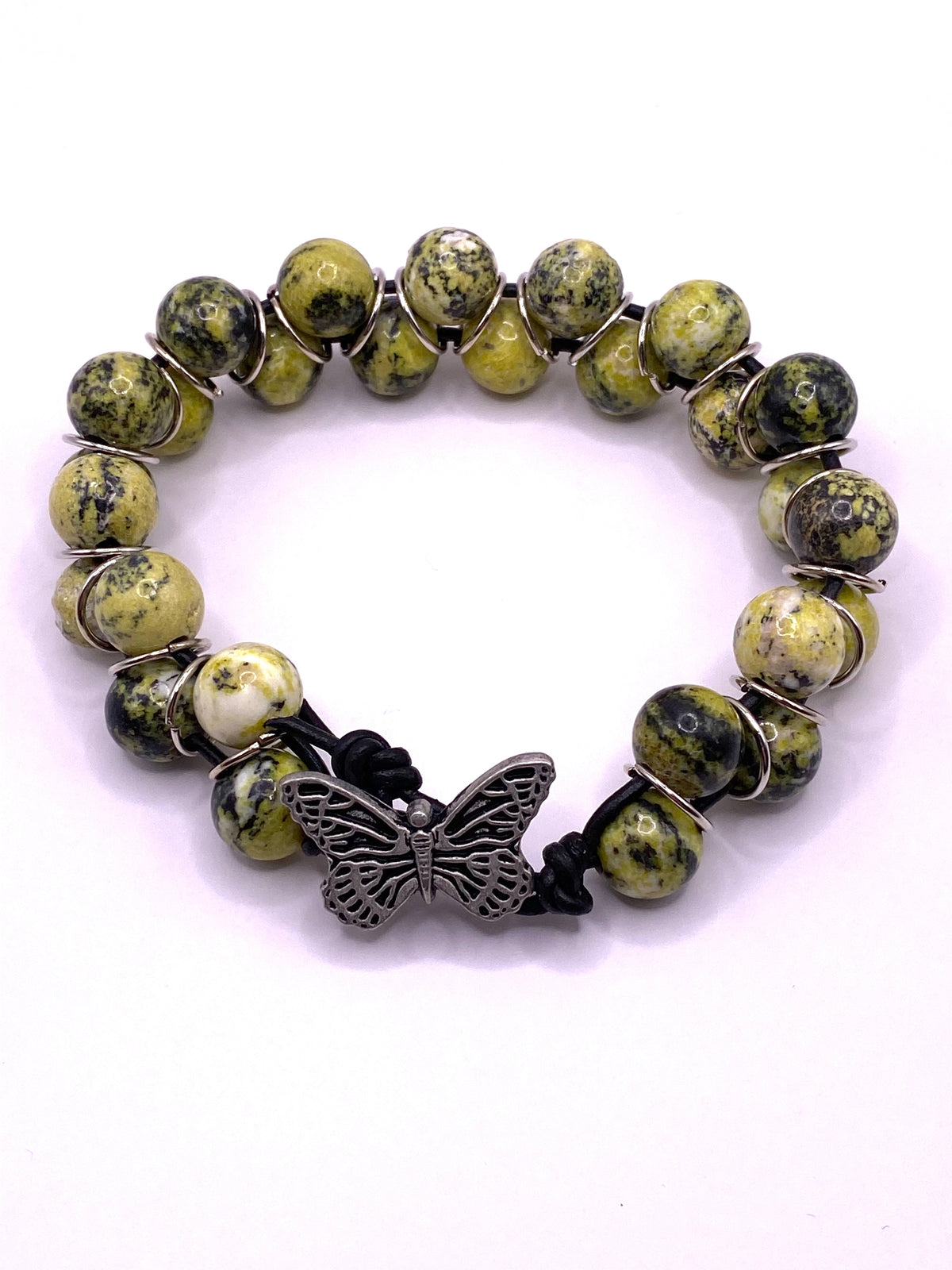 Yellow Turquoise and Leather Bracelet