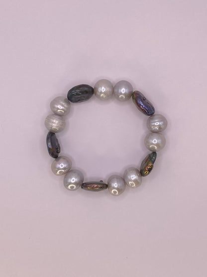 Abalone Coin and Pearl Bracelet