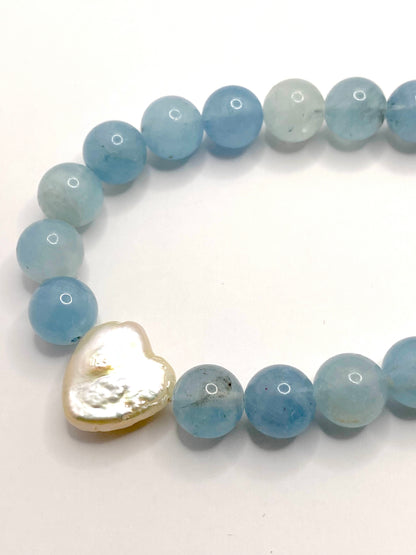 Aquamarine and Pearl Necklace