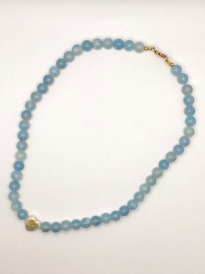 Aquamarine and Pearl Necklace