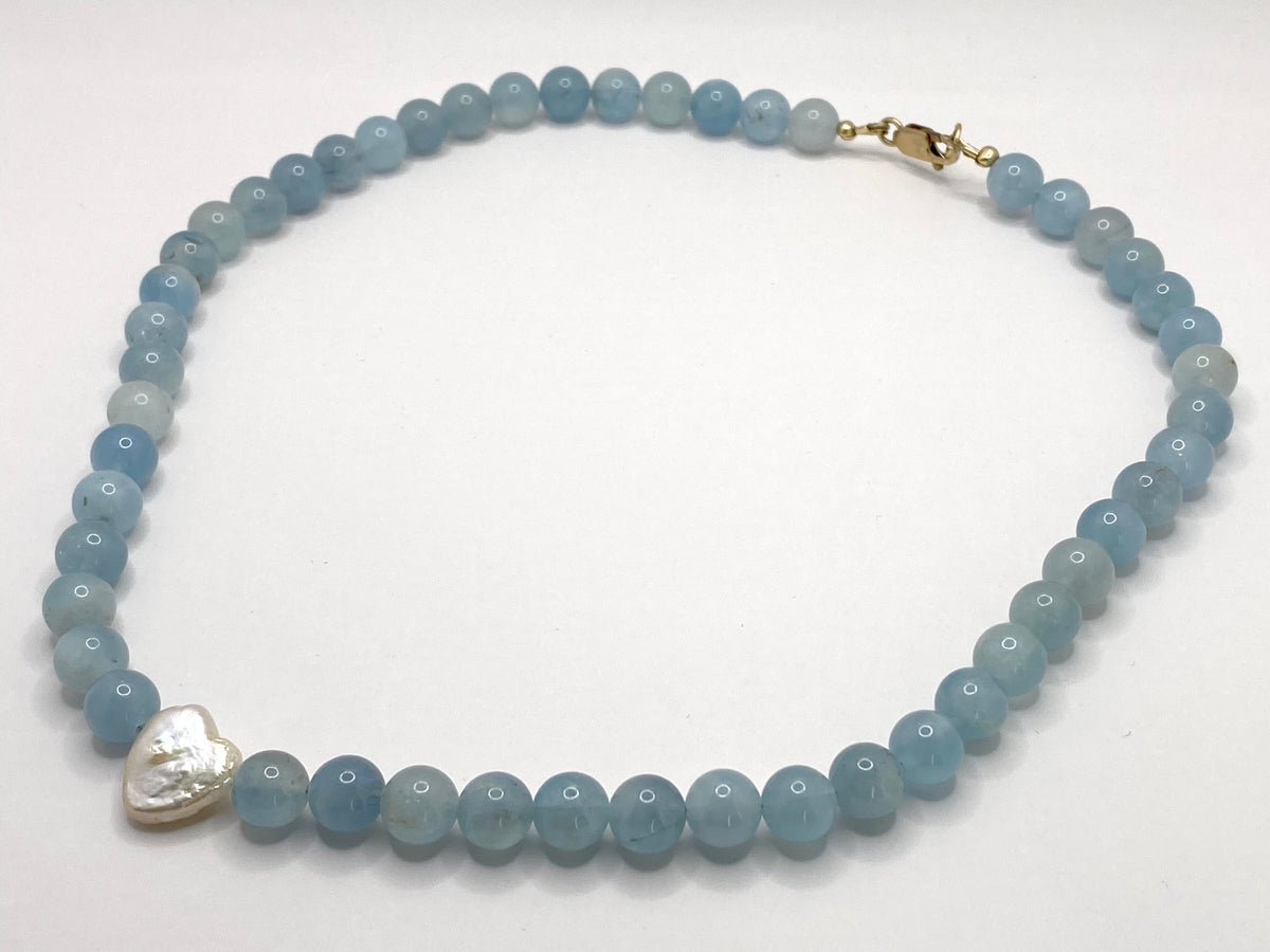Aquamarine and Pearl Necklace