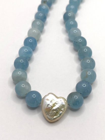 Aquamarine and Pearl Necklace