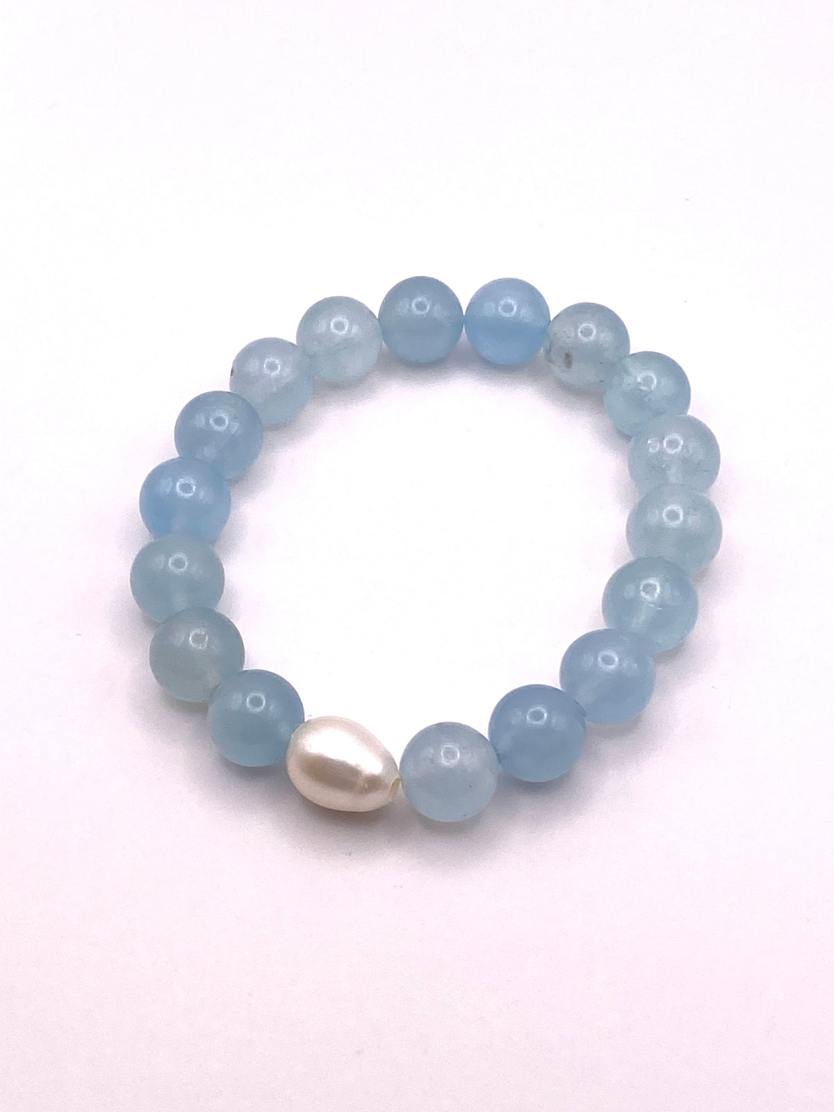 Aquamarine and Pearl Beaded Bracelet