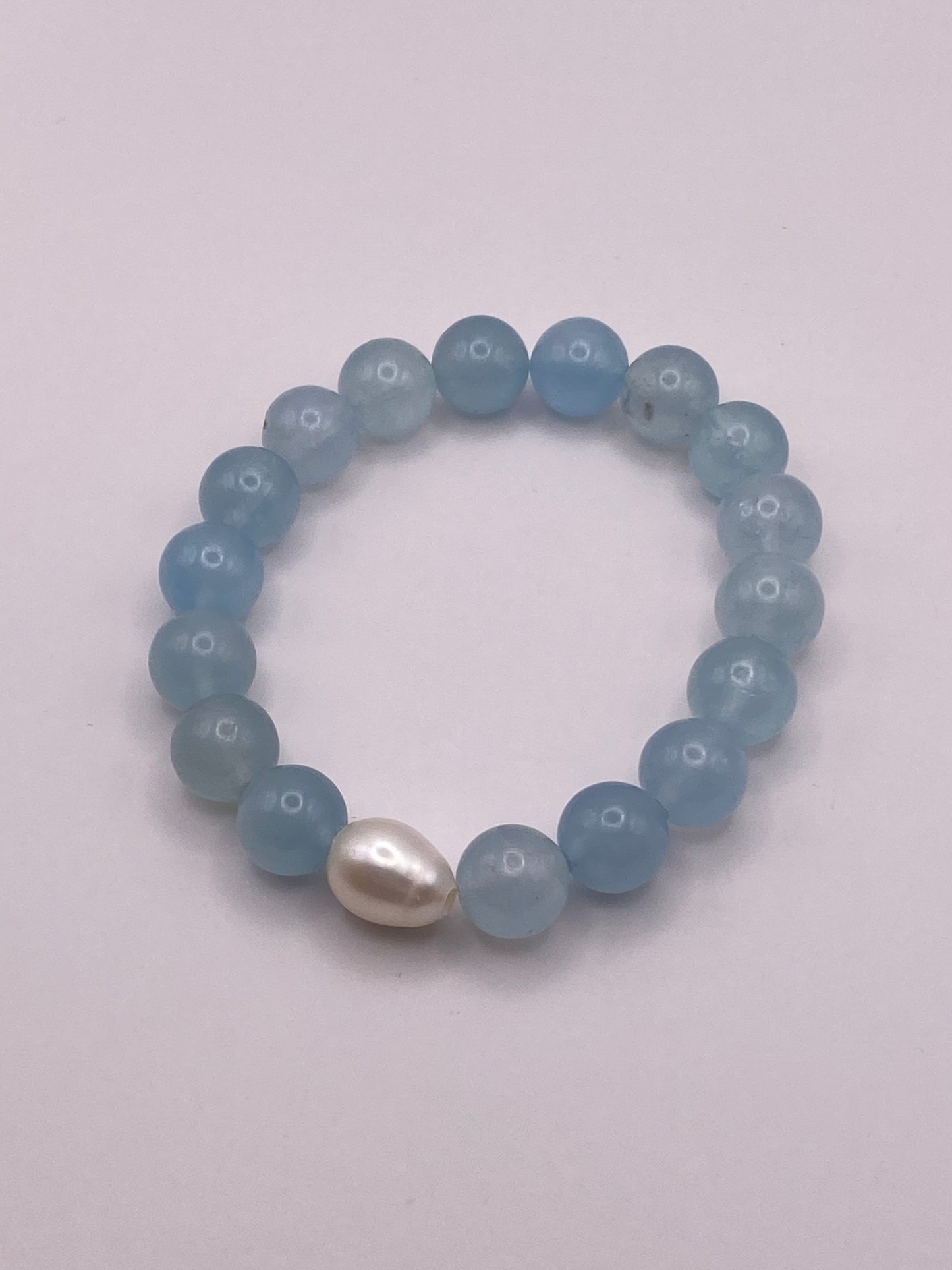 Aquamarine and Pearl Beaded Bracelet