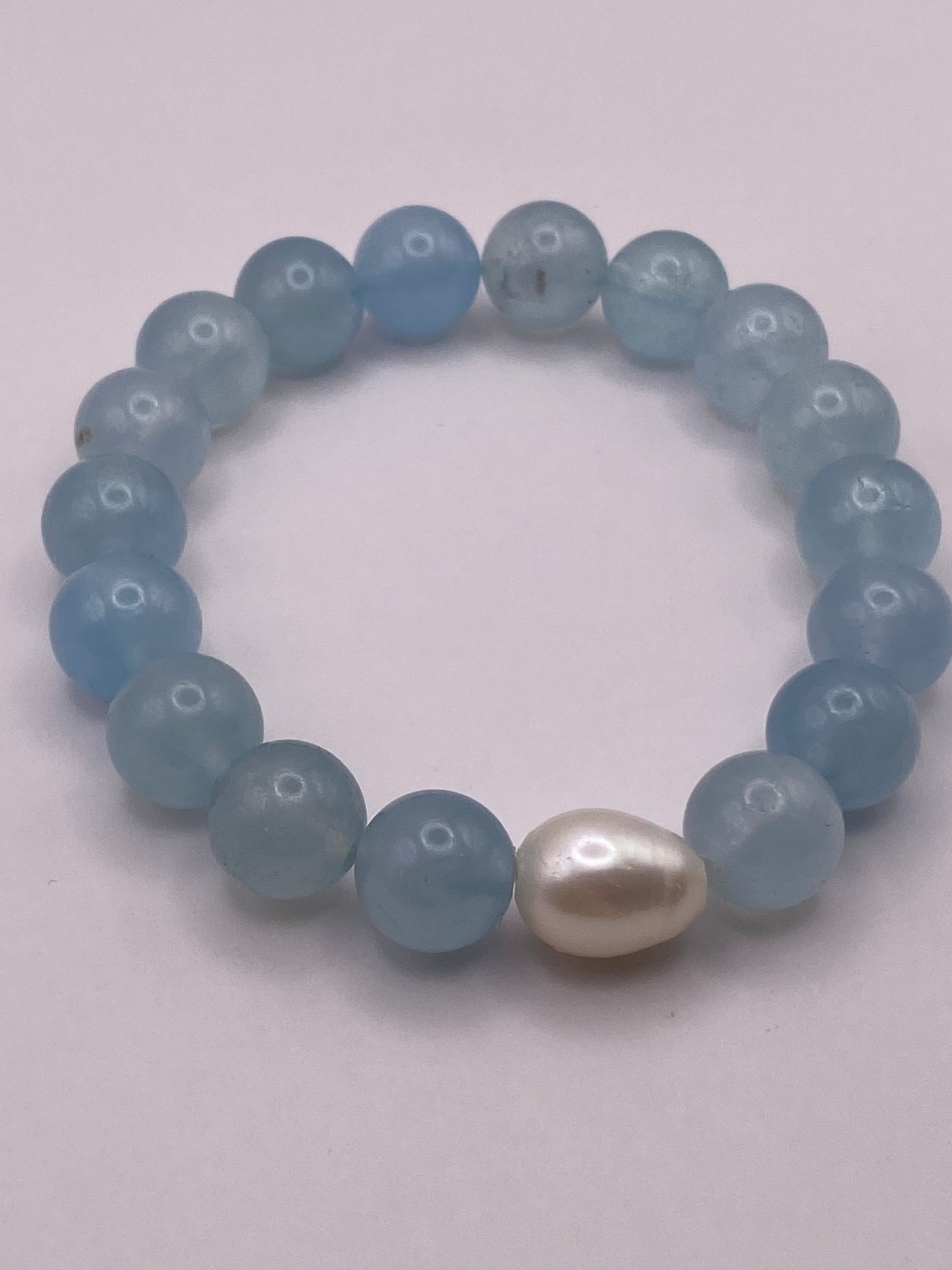 Aquamarine and Pearl Beaded Bracelet