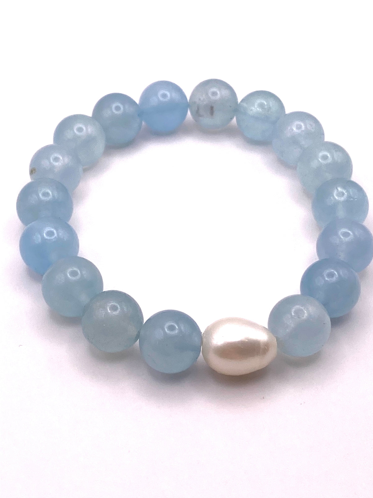 Aquamarine and Pearl Beaded Bracelet