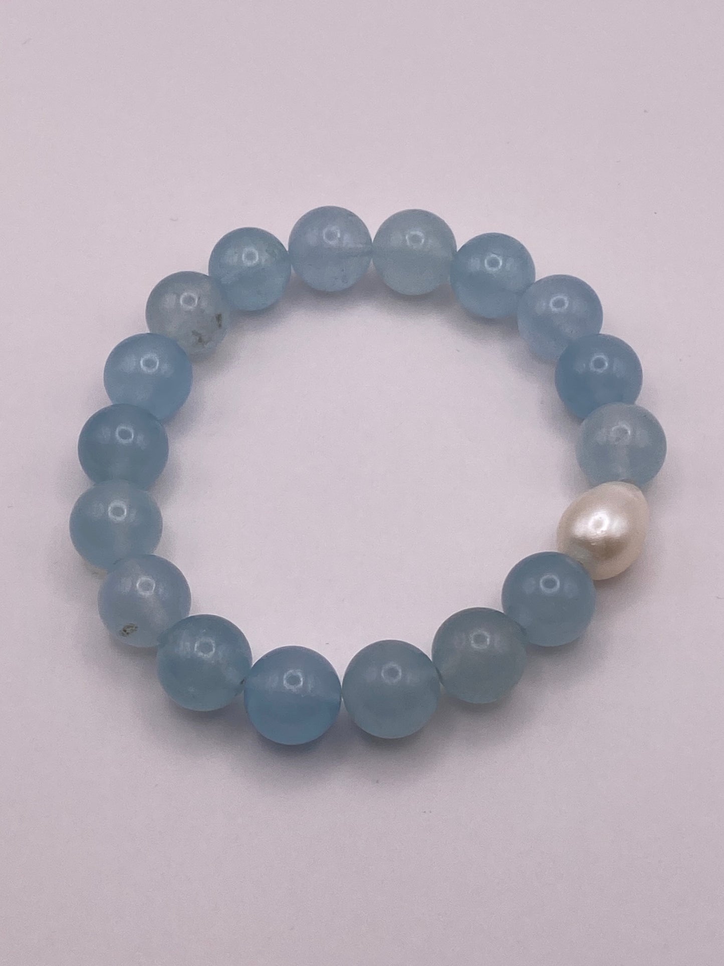 Aquamarine and Pearl Beaded Bracelet