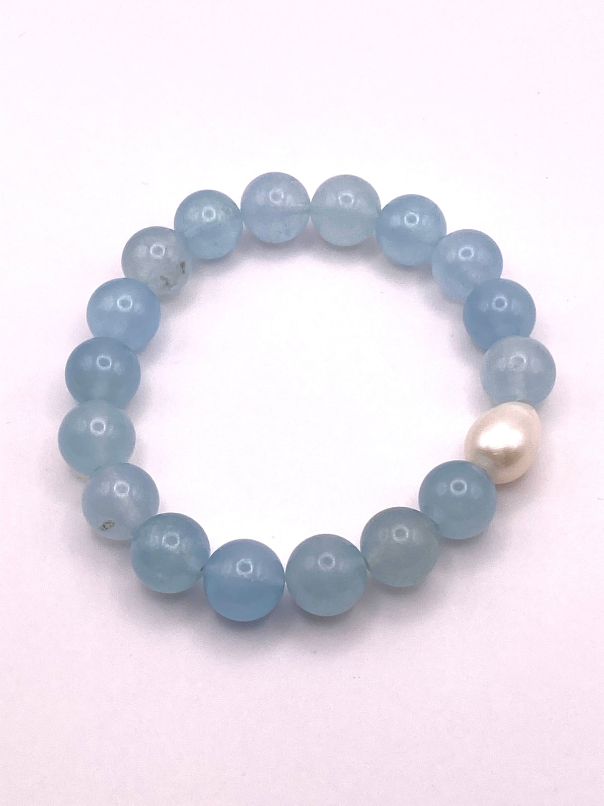 Aquamarine and Pearl Beaded Bracelet