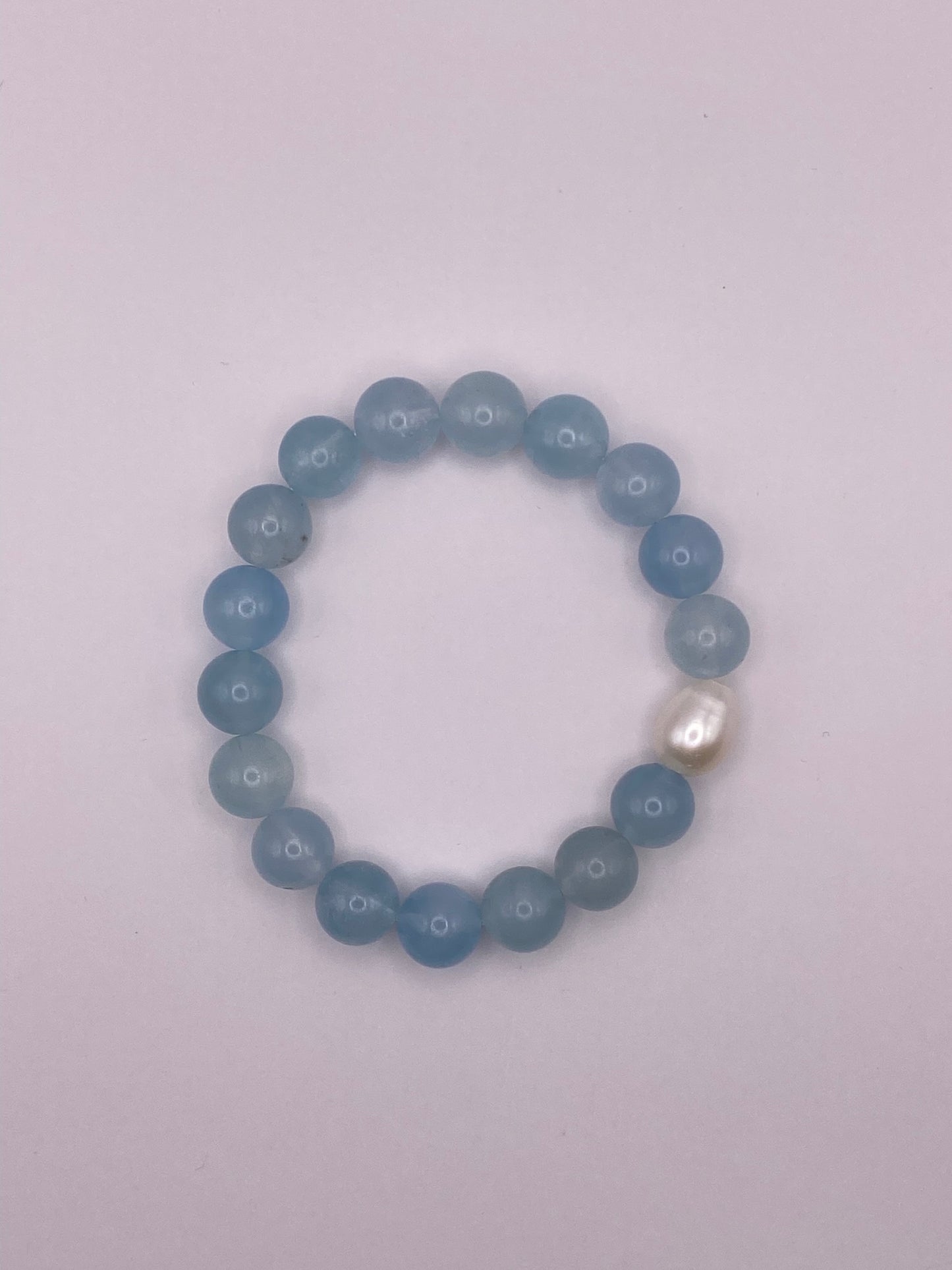 Aquamarine and Pearl Beaded Bracelet
