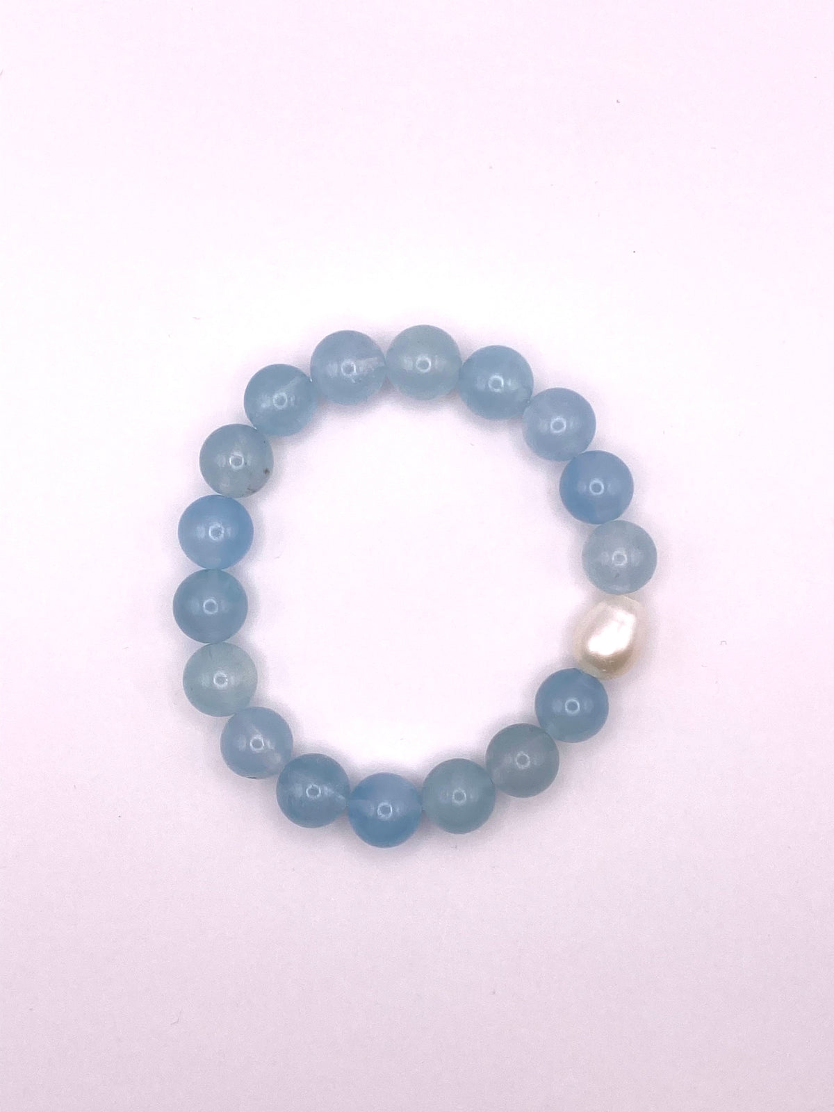 Aquamarine and Pearl Beaded Bracelet