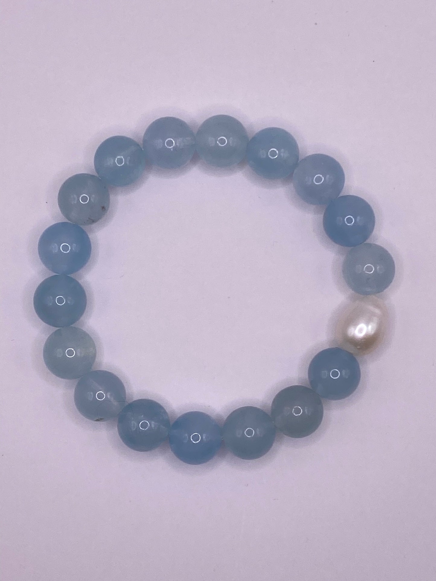 Aquamarine and Pearl Beaded Bracelet