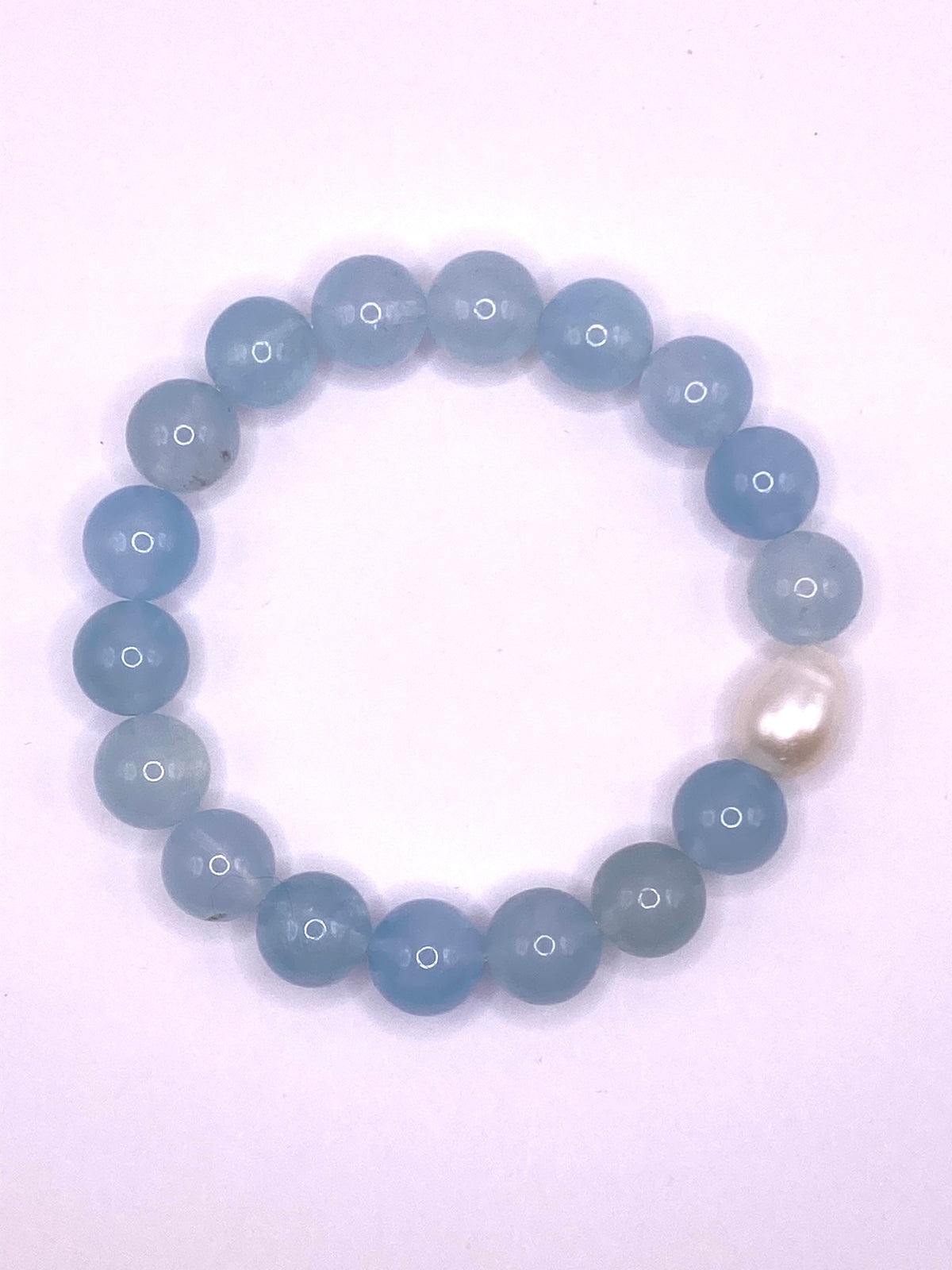 Aquamarine and Pearl Beaded Bracelet
