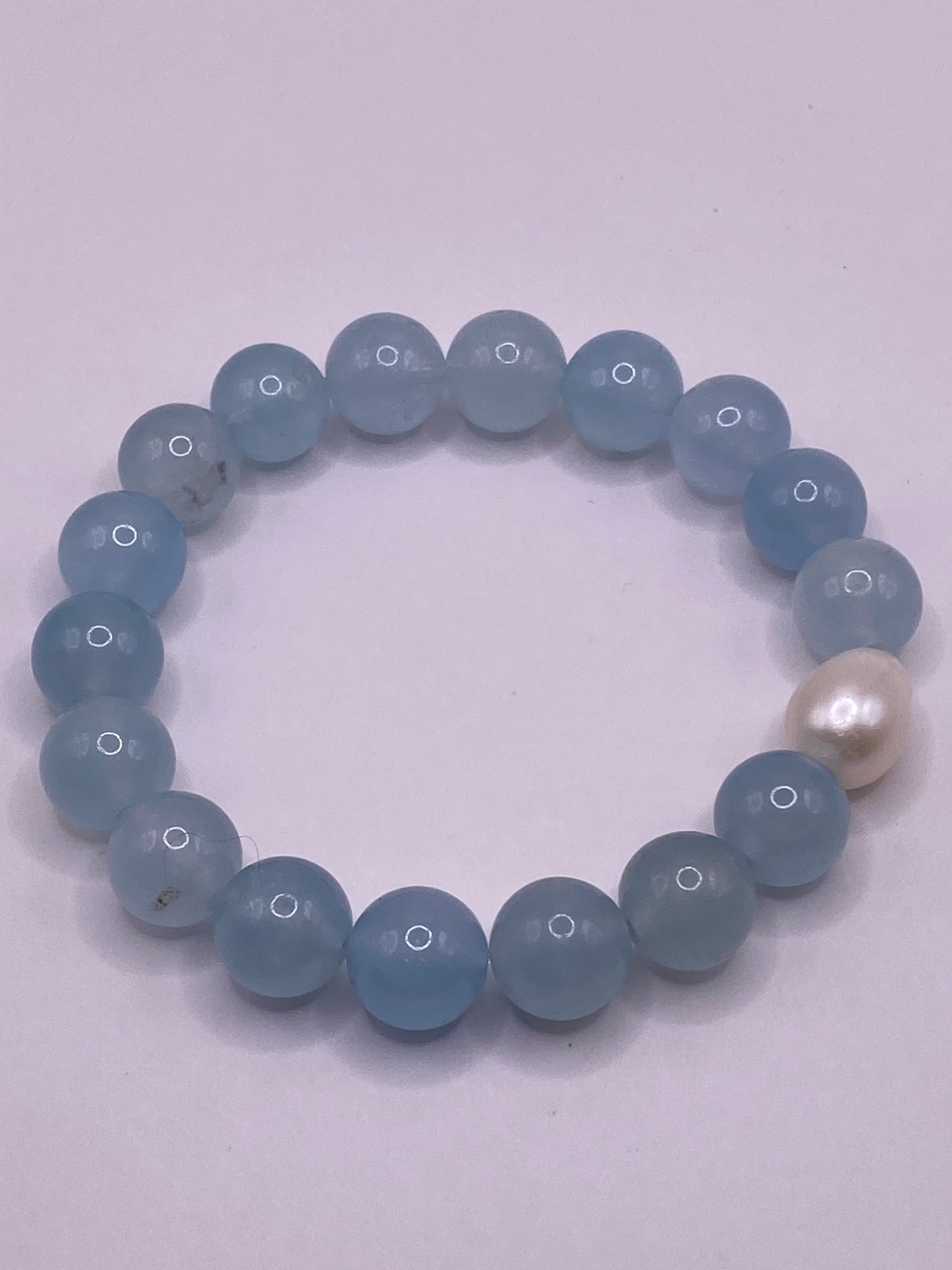 Aquamarine and Pearl Beaded Bracelet