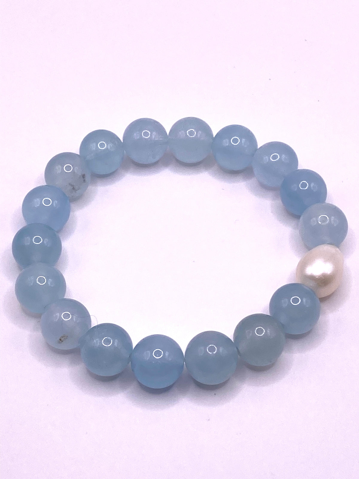 Aquamarine and Pearl Beaded Bracelet