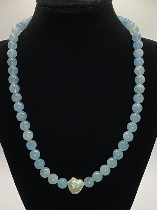 Aquamarine and Pearl Necklace
