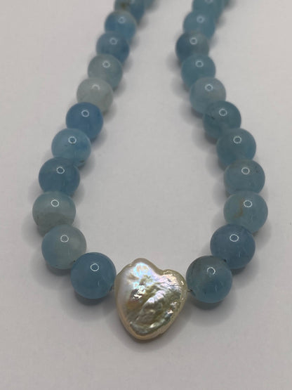 Aquamarine and Pearl Necklace