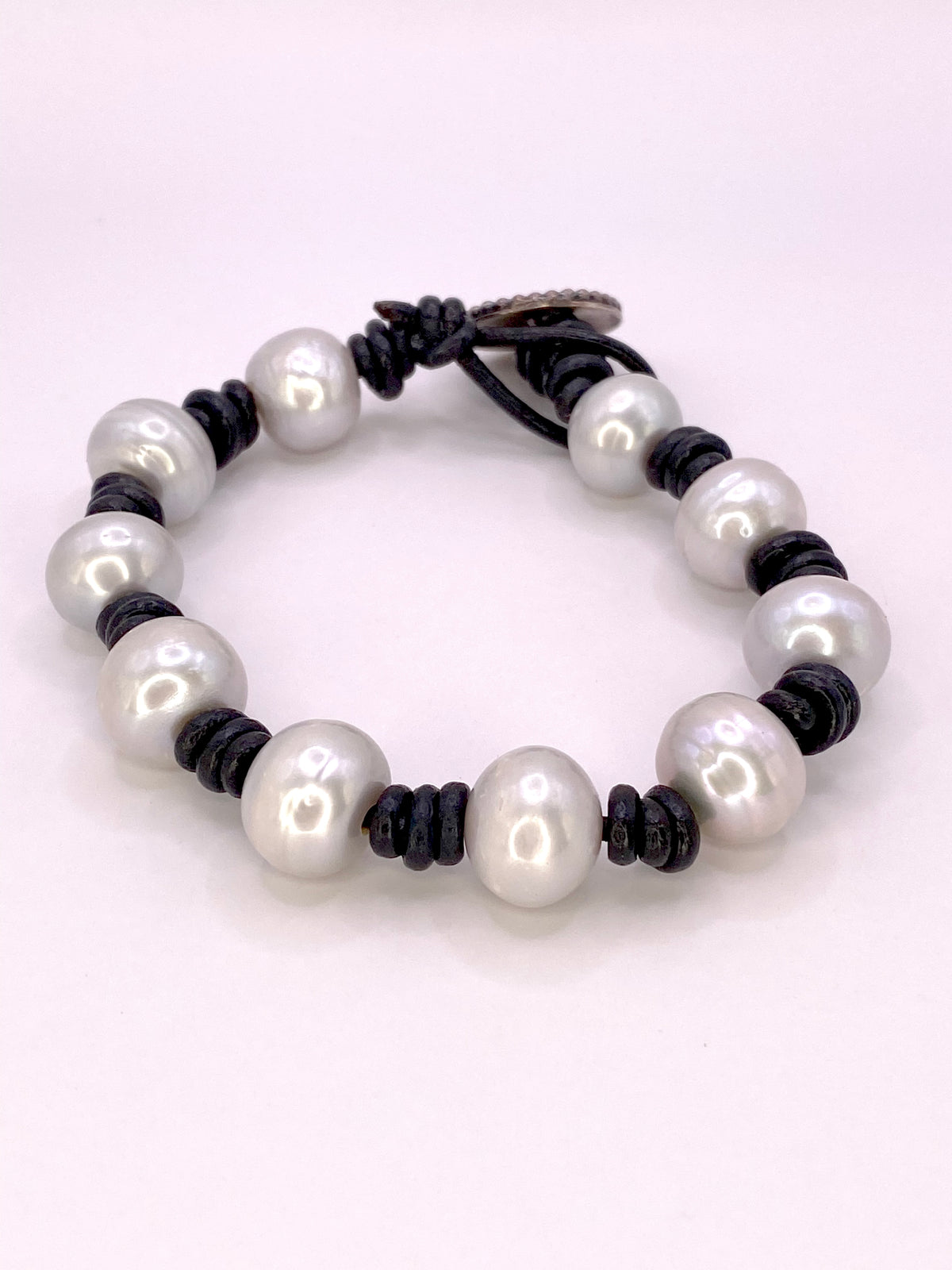 Leather and Pearl Bracelet
