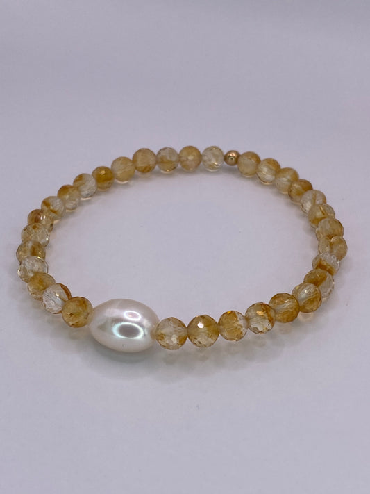 Citrine and Pearl Bracelet