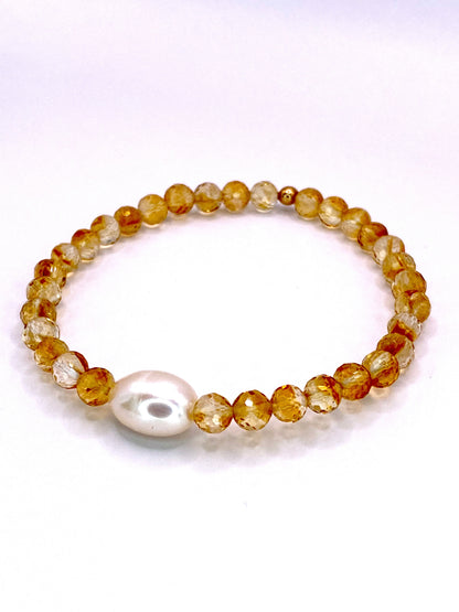 Citrine and Pearl Bracelet