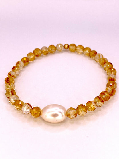 Citrine and Pearl Bracelet