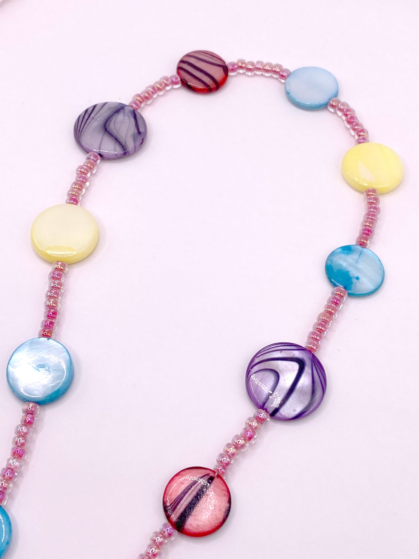 Dyed Shell and Glass Beaded Necklace, Bracelet and Earring Set