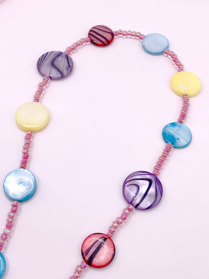 Dyed Shell and Glass Beaded Necklace, Bracelet and Earring Set