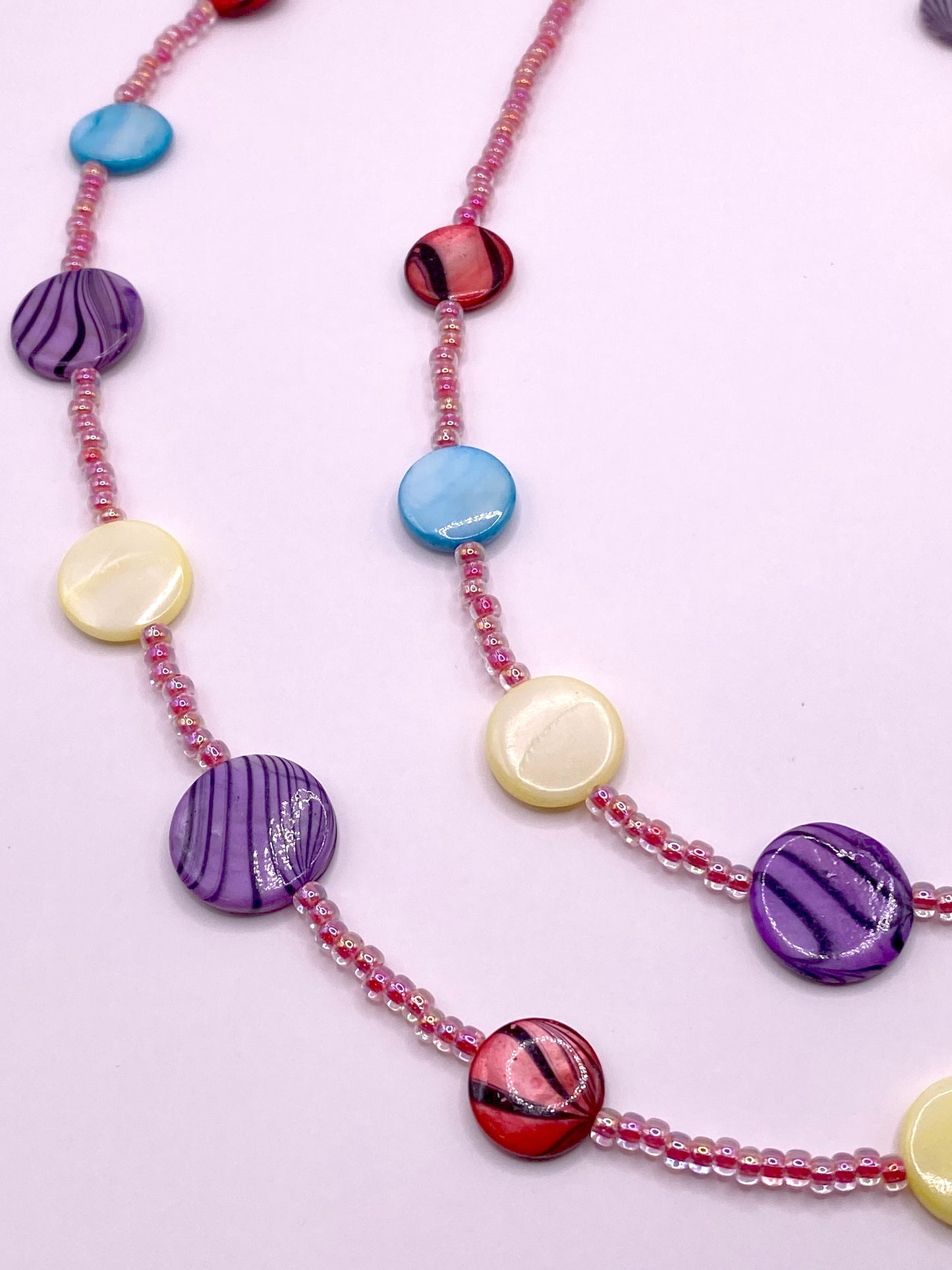 Dyed Shell and Glass Beaded Necklace, Bracelet and Earring Set