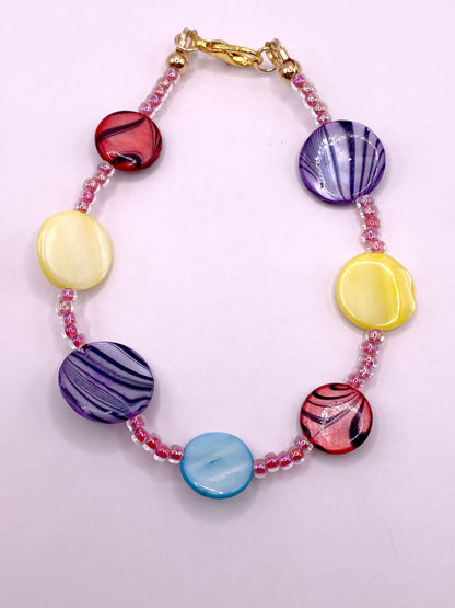 Dyed Shell and Glass Beaded Necklace, Bracelet and Earring Set