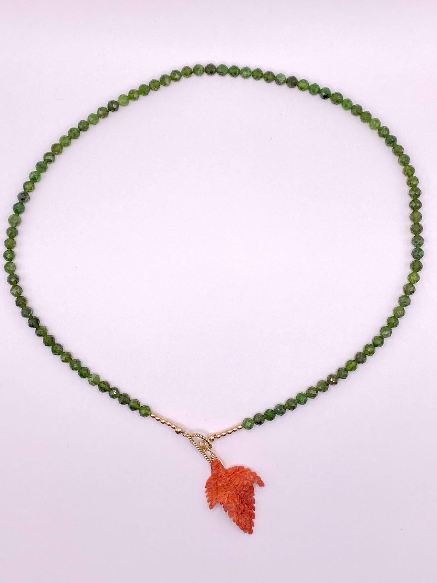Emerald and Coral Pendant Necklace