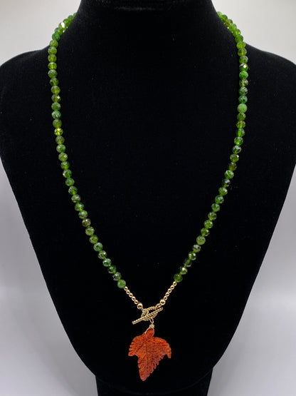 Emerald and Coral Pendant Necklace