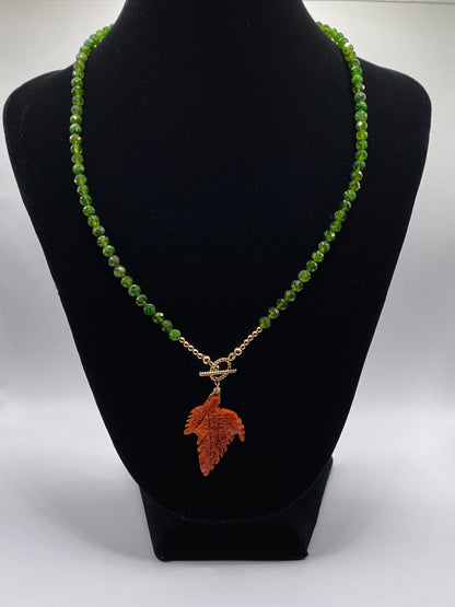 Emerald and Coral Pendant Necklace