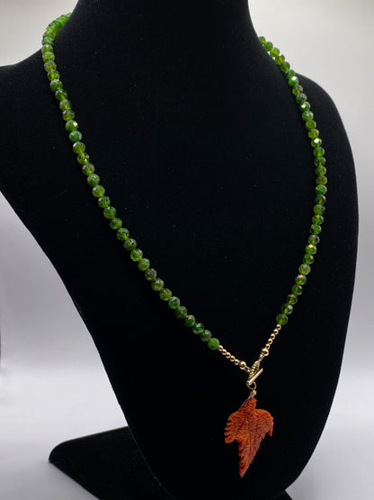 Emerald and Coral Pendant Necklace