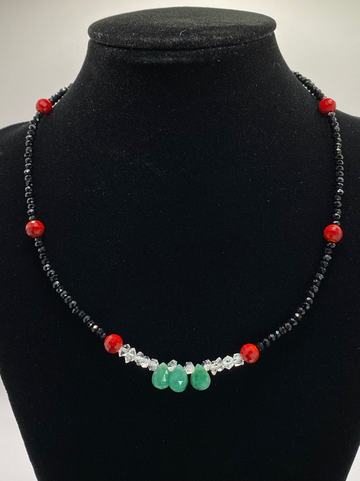 Emerald and Crystal Beaded Necklace