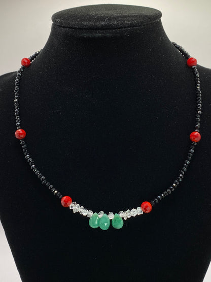 Emerald and Crystal Beaded Necklace