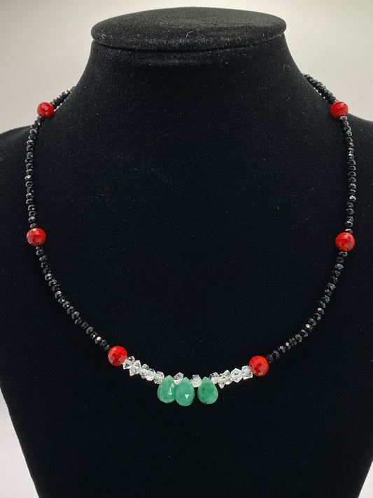 Emerald and Crystal Beaded Necklace