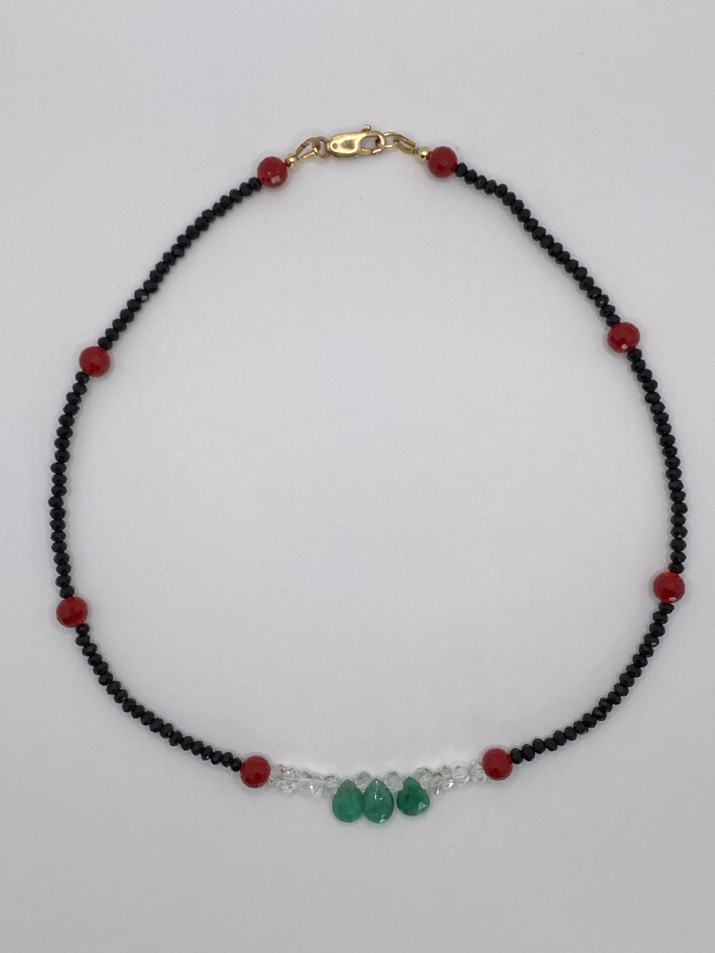 Emerald and Crystal Beaded Necklace