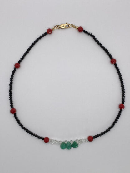 Emerald and Crystal Beaded Necklace